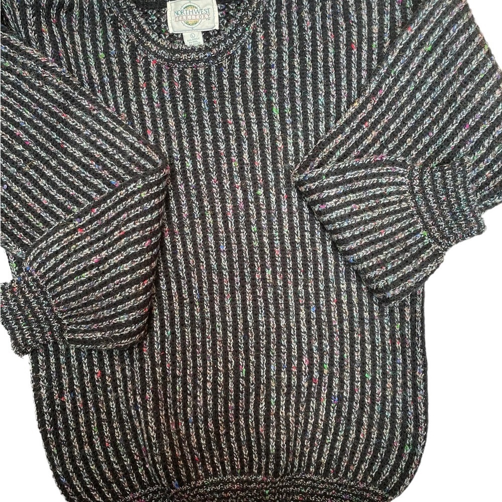 Northwest territory wool blend long sleeve black crewneck knit sweater unisex - Picture 4 of 8